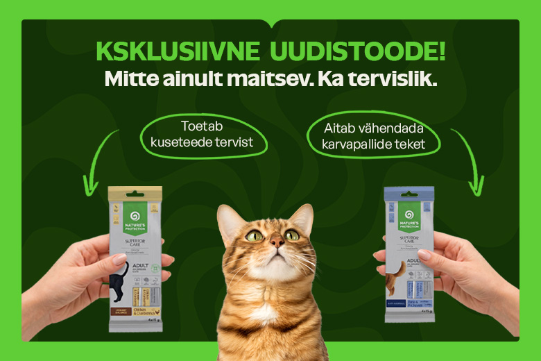 Nature's Protection kreemjad funktsionaalsed maiused kassidele – kass maitseb funktsionaalset maiust
